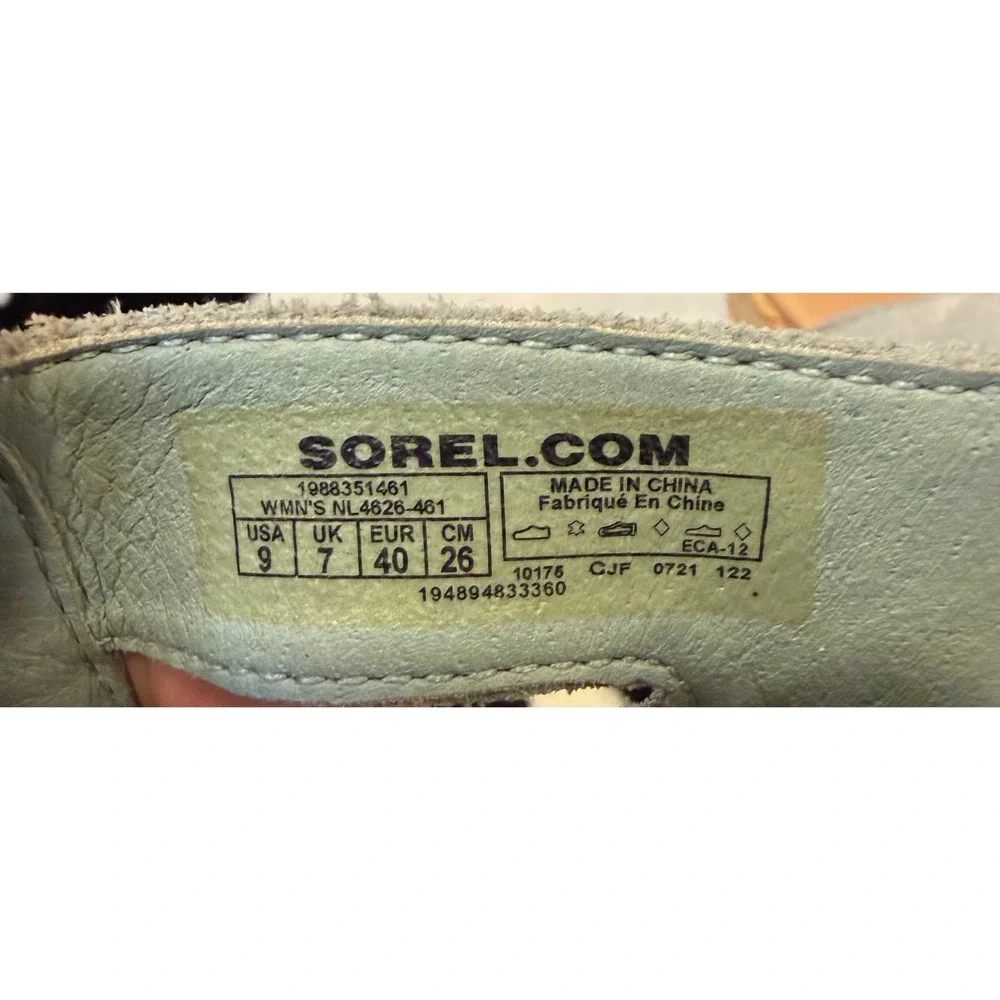 Sorel Joanie III Lace Wedge Sandals Sage Suede Platform NL4626-461 Womens 9